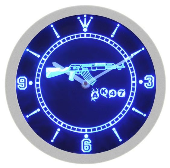 Ak47 Kalashnikov Assault Rifle LED Light Bar Wall Clock