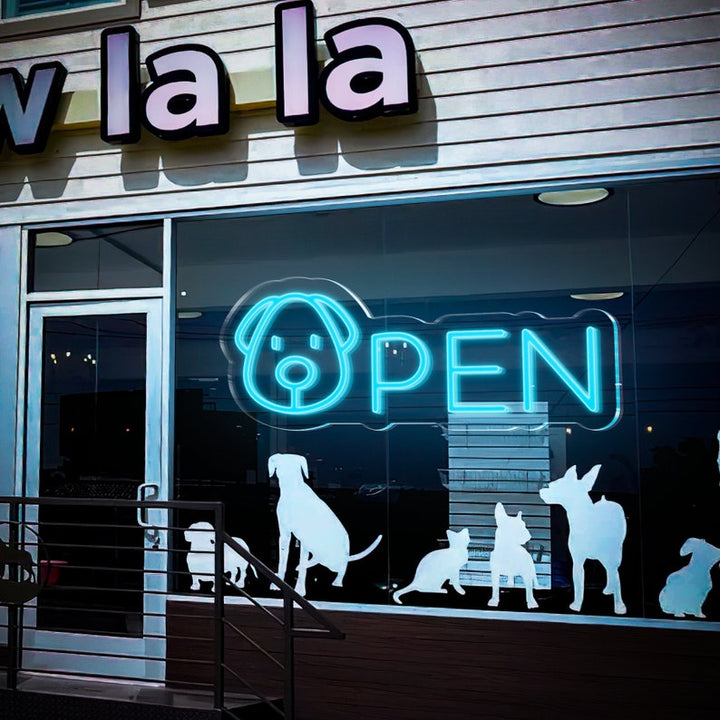 Dog Grooming Open Neon Sign