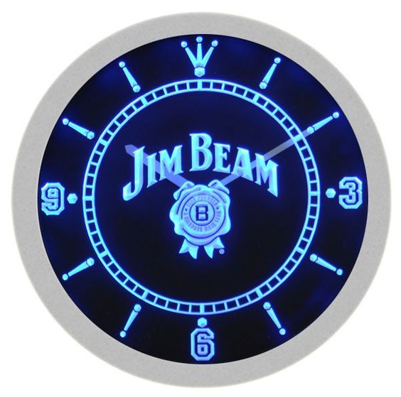 Jim Beam Kentucky Bourbon Whiskey LED Light Bar Wall Clock