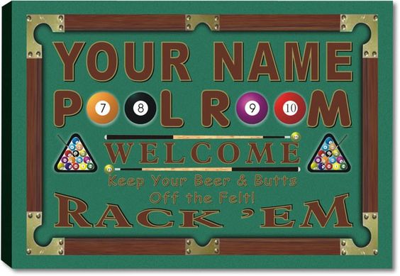 Custom Pool Room Bar Stretched Canvas Print Decor Light