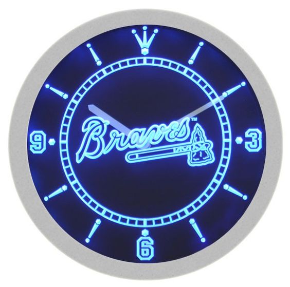 Atlanta Braves American Baseball LED Light Bar Wall Clock