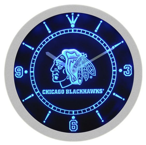 Chicago Blackhawks American Hockey LED Light Bar Wall Clock