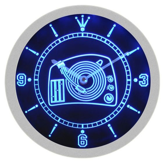 Turntable Dj Metal Rock Music LED Light Bar Wall Clock