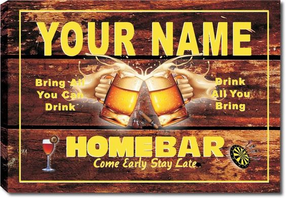 Custom Home Bar Beer Stretched Canvas Print Decor