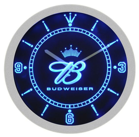 Budweiser Crown Beer LED Light Bar Wall Clock