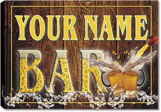 Custom Your Bar Stretched Canvas Print Decor