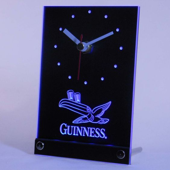 Guinness Toucan Beer 3D Led Light Bar Table Clock