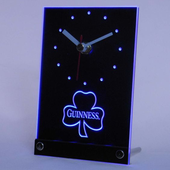 Guinness Shamrock Beer 3D Led Light Bar Table Clock