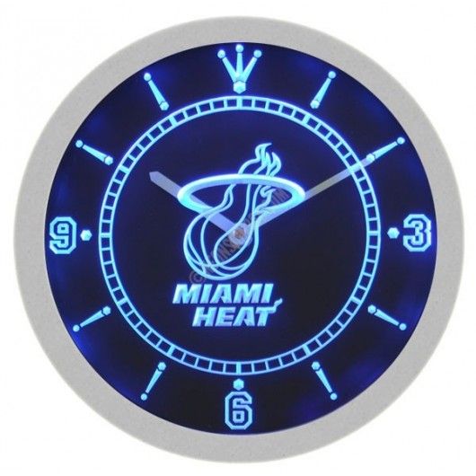 Miami Heat Basketball LED Light Bar Wall Clock.