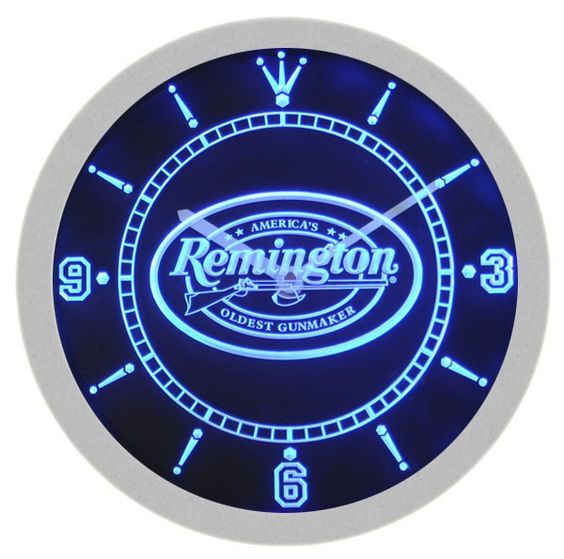 Remington Firearms Gun Pistol Rifle LED Light Bar Wall Clock