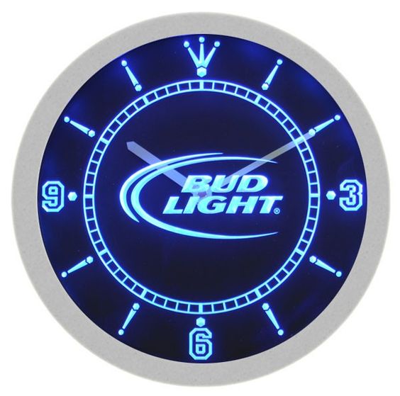 Bud Light Beer LED Light Bar Wall Clock