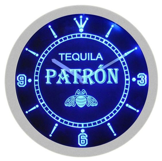 Tequila Patron LED Light Bar Wall Clock