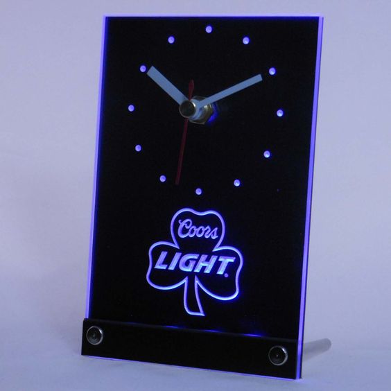 Coors Light Shamrock Beer 3D Led Light Bar Table Clock