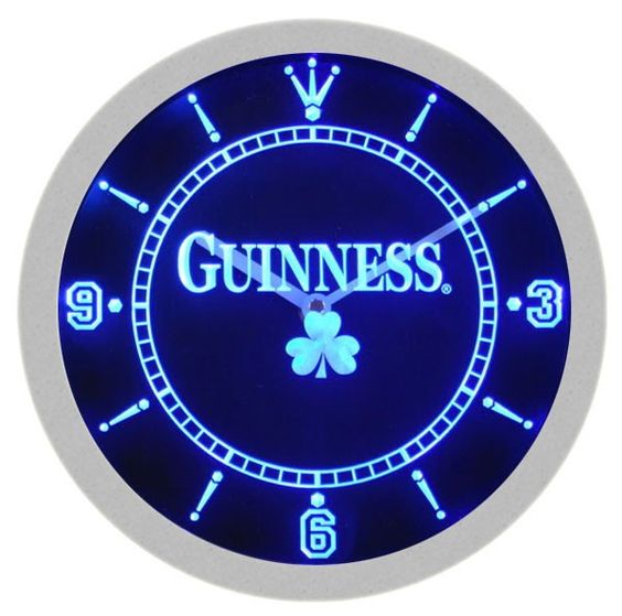 Guinness Beer Shamrock LED Light Bar Wall Clock