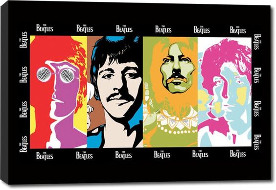 Beatles Rock Pop Music Bar Stretched Canvas Print Light