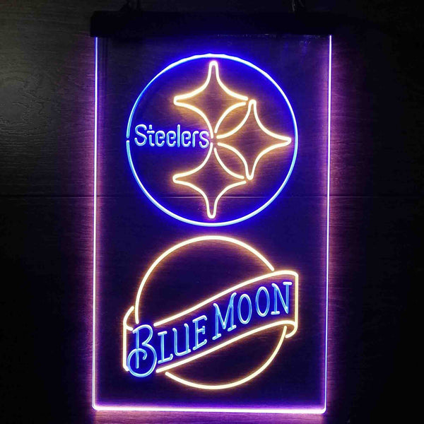 Blue Moon Bar Pittsburgh Steelers Est 1933 Led Light